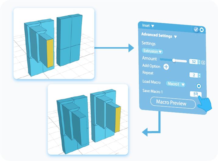 Customizing and saving Macros of the Inset tool